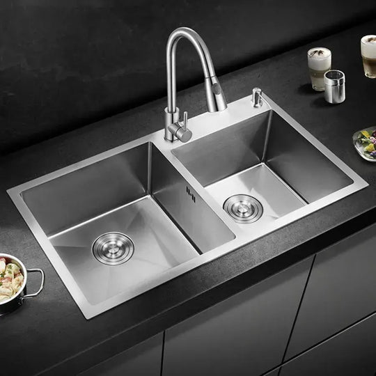 Rozsdamentes acél konyhai mosogató 80x45 cm ezüst mosogatók Alapértelmezett cím Alessandro Design