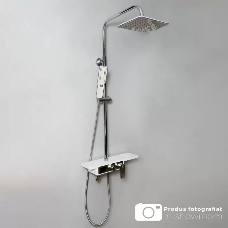Zuhanyoszlop, LCD kijelző, rozsdamentes/fehér/ezüst, SJG/009