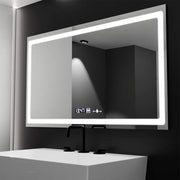 Téglalap alakú LED -tükör, 120x70 cm, sugárzó mozgásgátló marcello érzékelő, eltorzító rendszer, óra és hőmérő, daimable