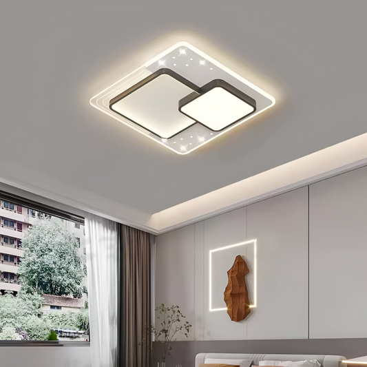 LED -csillár 125W -os szerpentin, négyzet alakú, hideg/forró/semleges fény, fekete, fekete