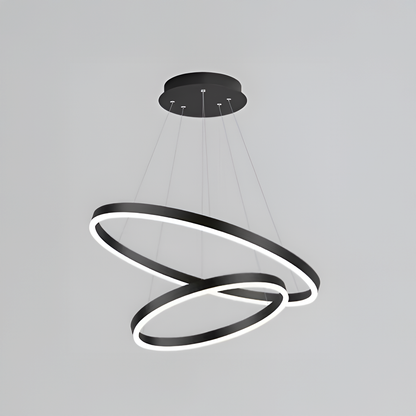 LED -csillár 69W -os CASIAN távirányítóval, 2 kör, hideg/forró/semleges fény, instabil, fekete, állítható magassággal felfüggesztette
