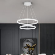 LED -csillár 69W -os CASIAN távirányítóval, 2 kör, hideg/forró/semleges fény, instabil, fekete, állítható magassággal felfüggesztette