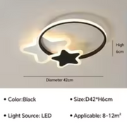 LED -csillár Sandrina 106W távirányítóval, csillag, hideg/forró/semleges fény, fehér, fekete fehér