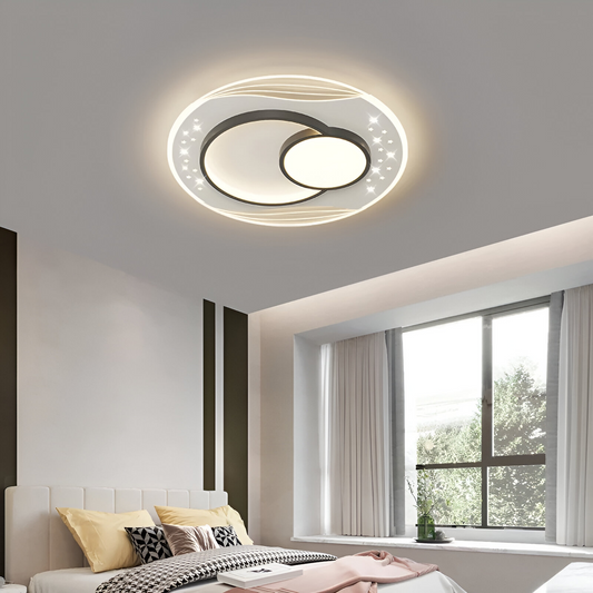 LED -csillár 125W -os szerpentin távirányítóval, kerek/forró/semleges fény, instabil, fekete