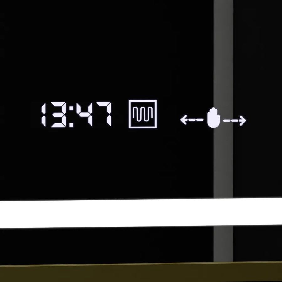 Téglalap alakú LED -tükör, 100x80 cm, Royale Gold Motion Glow Marcello, Osztályrendszer, óra és hőmérő, Dimable