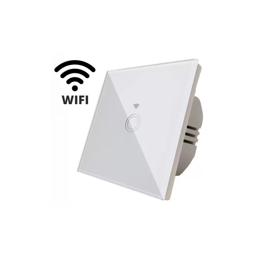 Egyszerű érintőkapcsoló wi-fi biztonságos fehér üveg
