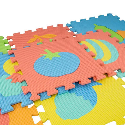 Interaktív játék szőnyeg puzzle típusú gyümölcsökkel, 10 darab, hab