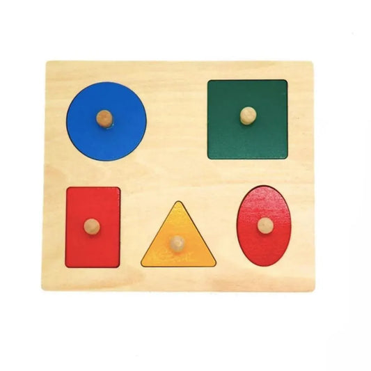 Multolor panel típusú játék geometriai formákkal, 6 darab, fa