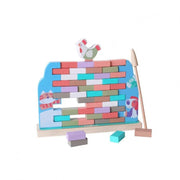 3D puzzle típusú játék házi, többszínű, fából készült állatokkal
