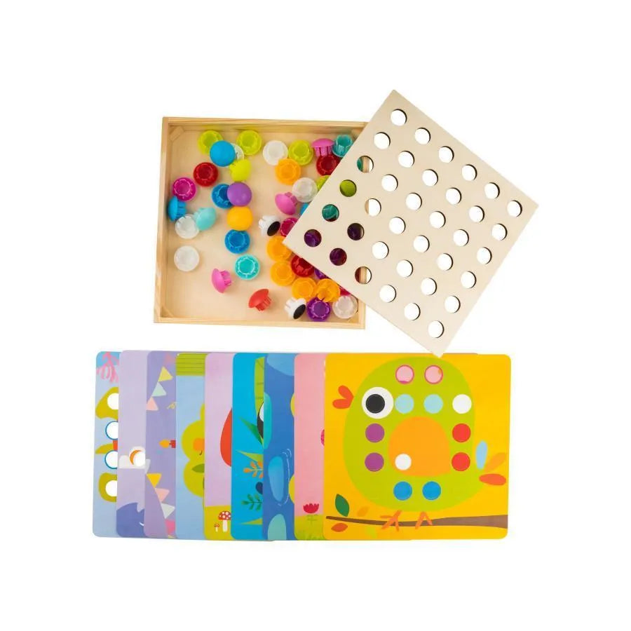 Puzzle típusú játék erdei állatokkal, 62 színes darab, műanyag