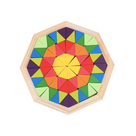 Puzzle típusú játék többszínű kubizmus, 72 darab, fa