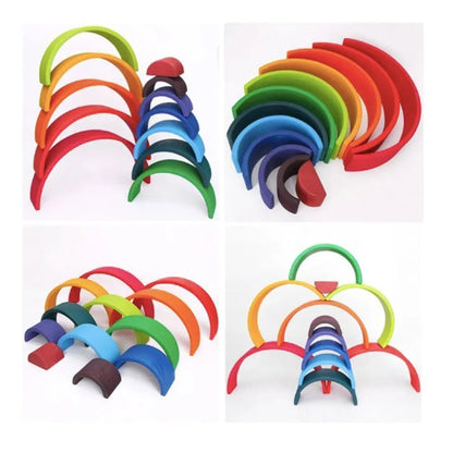 Puzzle puzzle játék A fényes szivárvány, 6 darab, többszínű, fa