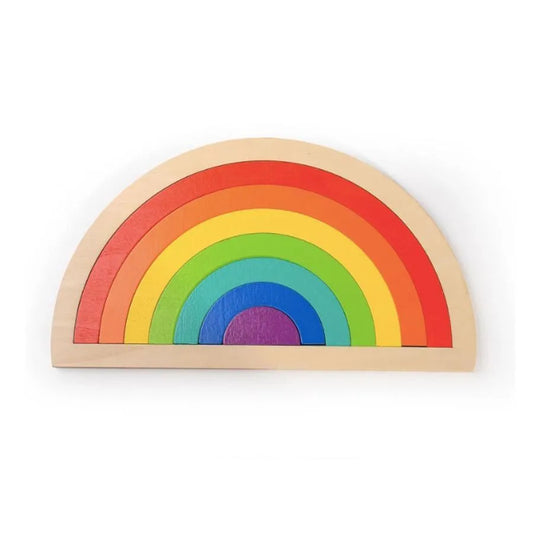 Puzzle típusú játék többszínű szivárvány, 8 darab, fa