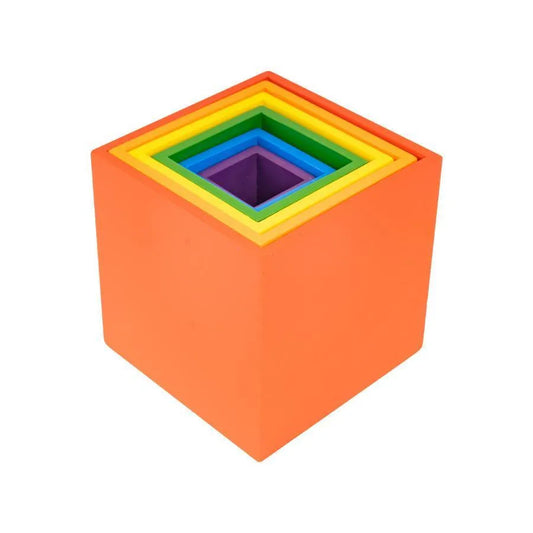 Puzzle típusú játék A négyzet alakú szivárvány, többszínű, 6 darab, fa