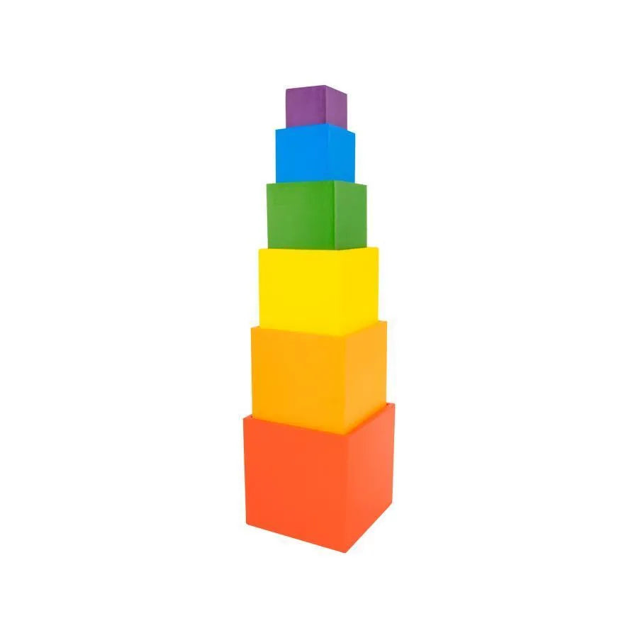 Puzzle típusú játék A négyzet alakú szivárvány, többszínű, 6 darab, fa