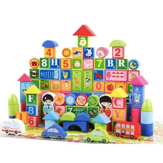 Puzzle típusú játék a város felfedezéséhez, többszínű, fa
