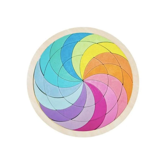 Puzzle típusú mandala multicolora típusú játék, 45 darab, fa