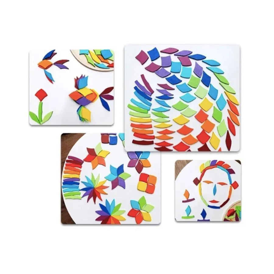Puzzle típusú mandala multicolora típusú játék, 45 darab, fa