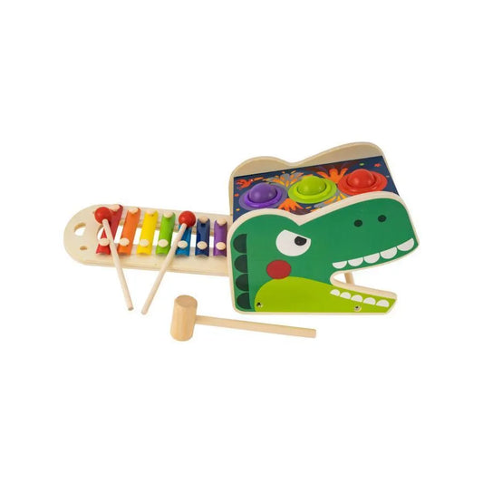Kreatív játék típusú Xilophone a kis dinoszauruszról, 7 darab, fa