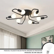 Modernista csillár Hexa 6, 6x E27, Fekete, Modern Design