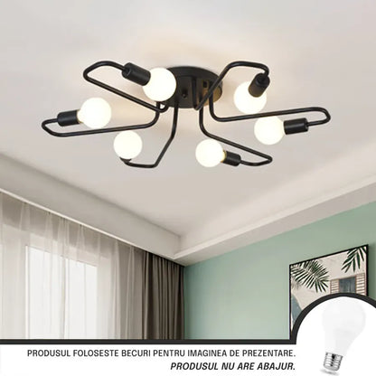 Modernista csillár Hexa 6, 6x E27, Fekete, Modern Design