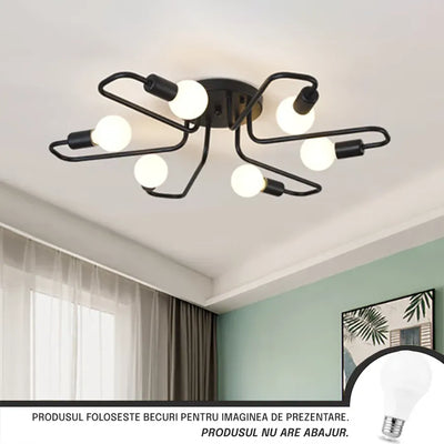 Modernista csillár Hexa 6, 6x E27, Fekete, Modern Design