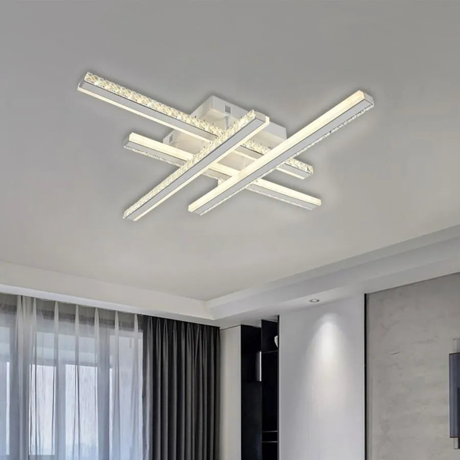 LED -csillár távirányítóval Abigaia 136W, 4 elem, lineáris, hideg/forró/semleges fény, százszorszép, fehér