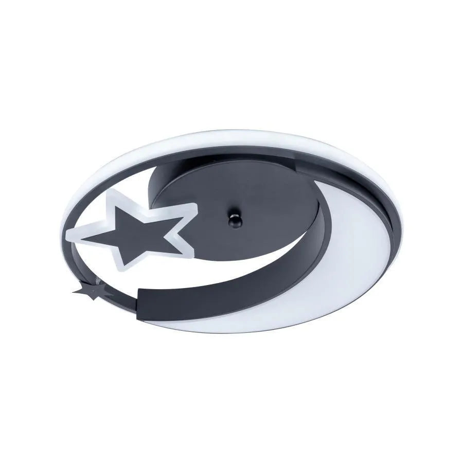 Lustra vezette Cu Telecomanda Alyona 44W, Luna Si Stea, Lumina vétel/calda/neutra, dimabila, negru