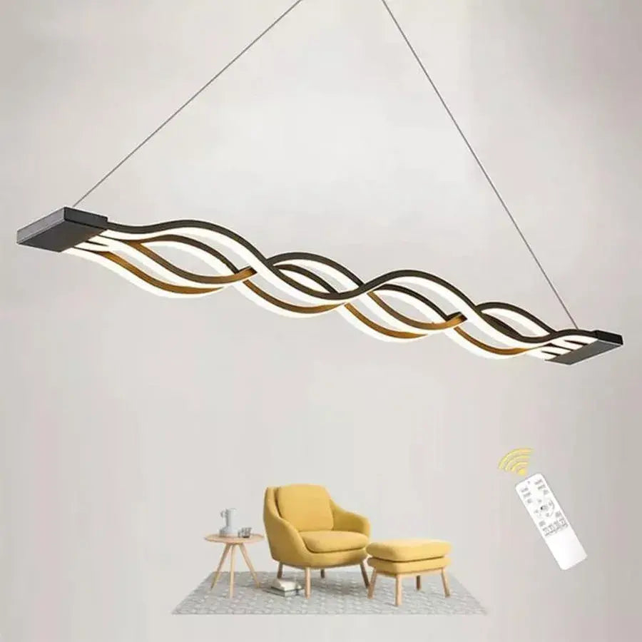 LED -csillár hullám távirányítóval, 76W, 4 kör, hideg/forró/semleges fény, instabil, fekete, állítható magasság