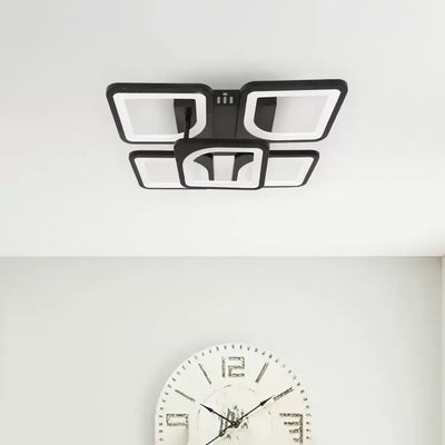 LED -csillár Zoe 68W távirányítóval, 5 négyzet, hideg/forró/semleges fény, instabil, fekete