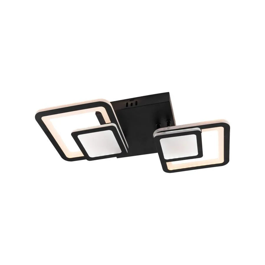 LED -csillár 44W -os egyensúlyban van a távirányítóval, 2 négyzet, hideg/forró/semleges fény, instabil, fekete