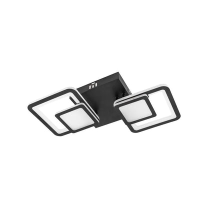 LED -csillár 44W -os egyensúlyban van a távirányítóval, 2 négyzet, hideg/forró/semleges fény, instabil, fekete