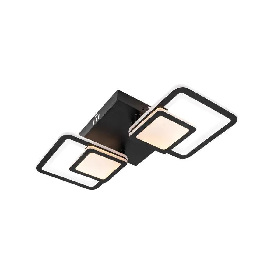 LED -csillár 44W -os egyensúlyban van a távirányítóval, 2 négyzet, hideg/forró/semleges fény, instabil, fekete