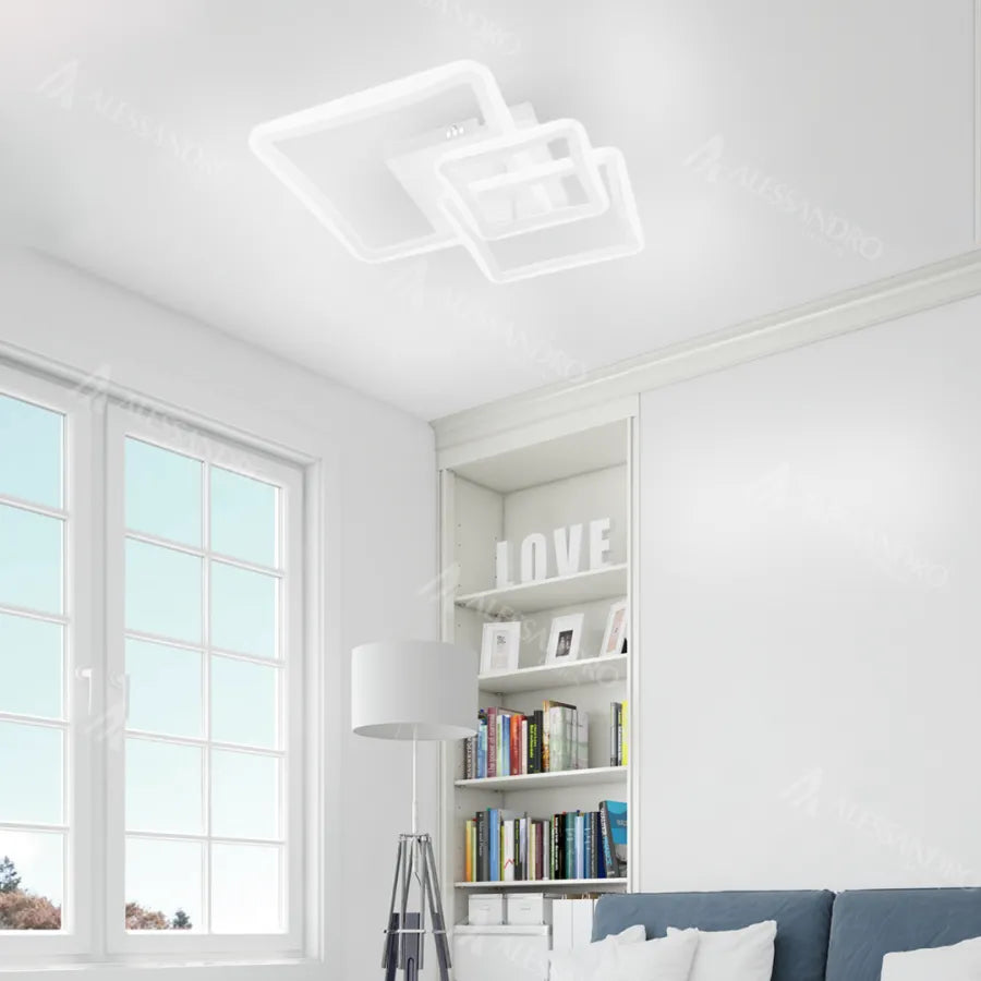 Lustra vezette Cu Telecomanda Faryda 120W, 3 Matrrat, Lumina vétel/Calda/Neutra, Dimabila, Alb