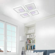 LED -csillár Chai 104W távirányítóval, 4 négyzet, hideg/forró/semleges fény, instabil, fehér