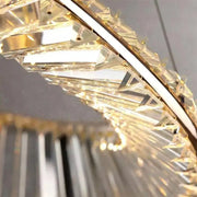 LED -csillár, távirányítóval és Crystal Cairo 98W -vel felfüggesztve, 2 kör, hideg/forró/semleges fény, instabil, fényes arany, állítható magasság