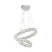 LED -csillár, amelyet távirányítóval és 80W -os Cristal -val felfüggesztettek, 2 kör, hideg/forró/semleges fény, instabil, fényes króm, állítható magasság