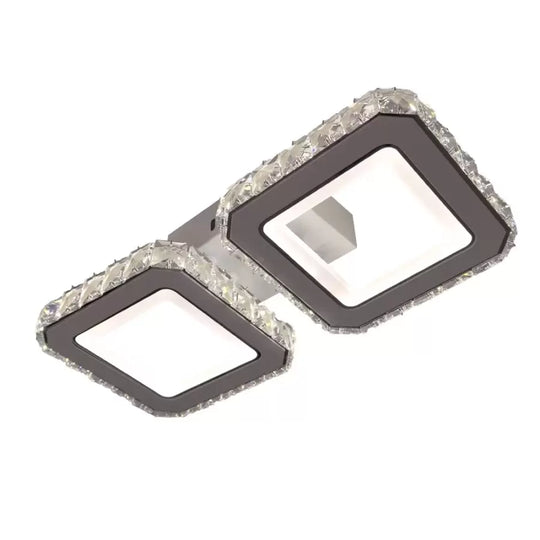 LED csillár távirányítóval és kristály QUADRIS 41W, 2 négyzet, hideg/meleg/semleges fény, szabályozható, fehér kristály LED csillár Alapértelmezett cím Alessandro Design