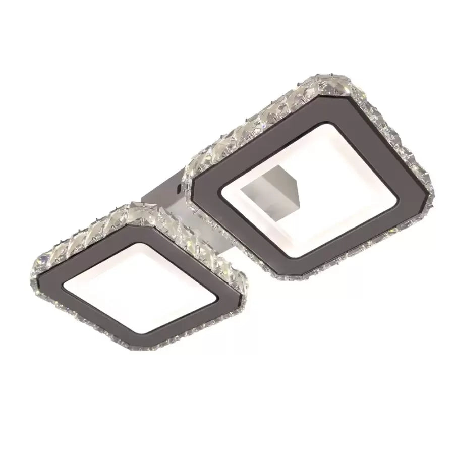LED -vágy távirányítóval és quadris 24W Crystal, 2 négyzet, hideg/forró/semleges fény, instabil, fehér