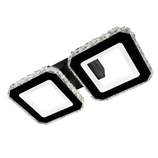 Crystal LED csillár QUADRIS 41W, 2 négyzet, hideg/meleg/semleges fény, fekete kristály LED csillárok alapértelmezett cím Alessandro Design