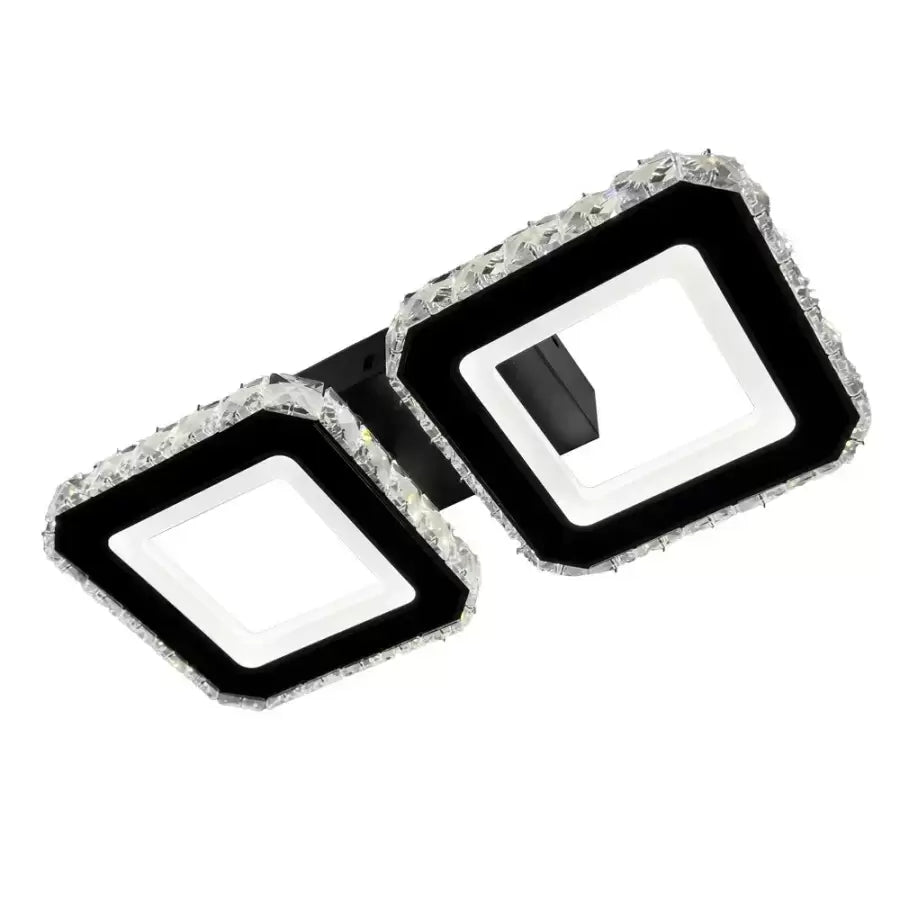 LED LED LED Crystal Quadris 24W, 2 négyzet, hideg/forró/semleges fény, instabil, fekete