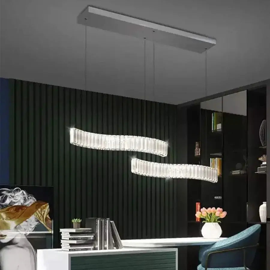 LED -csillár, amelyet távirányítóval és kristálymozgással felfüggesztettek 24W, hideg/forró/semleges fény, under, fényes króm, állítható magasság