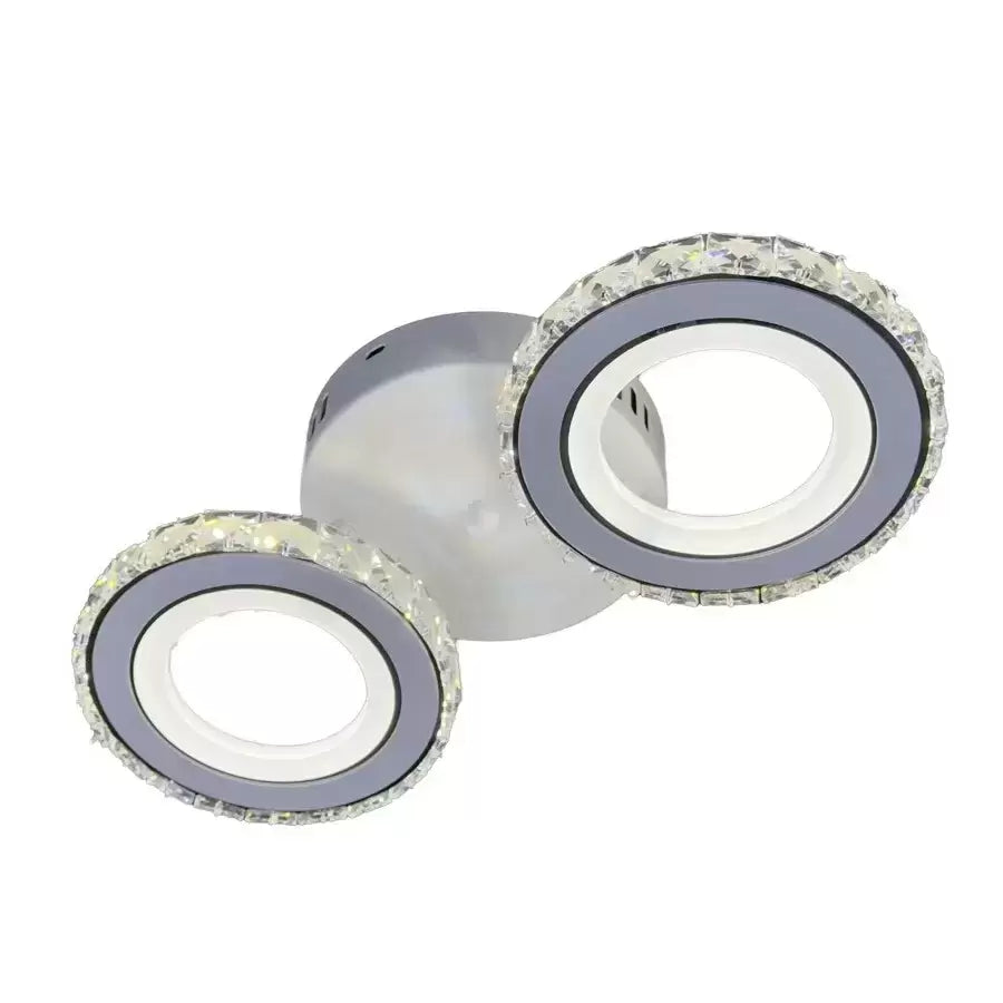 LED -csillár távirányítóval és Crystal Nova Rotonda 29W, 2 kör, hideg/forró/semleges fény, fehér
