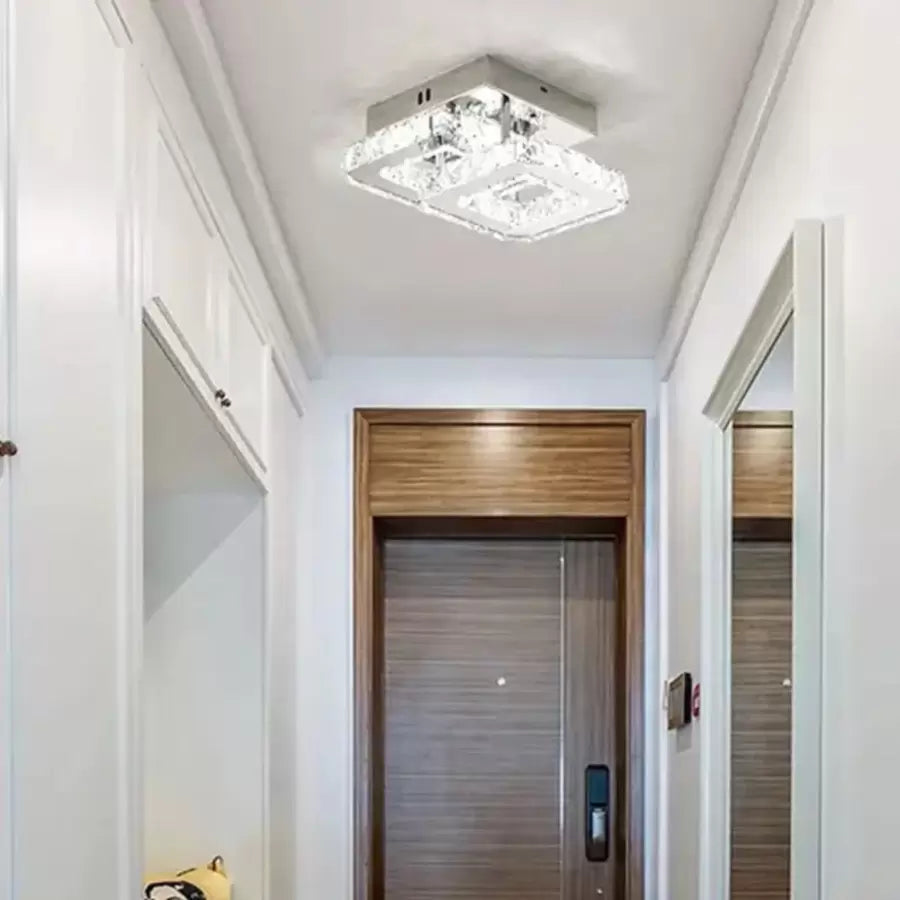 LED -csillár Jeremiás 34W Crystal, 2 négyzet, hideg/forró/semleges fény, kapzsi, fényes króm