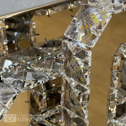 LED -csillár Jeremiás 34W Crystal, 2 négyzet, hideg/forró/semleges fény, kapzsi, fényes króm