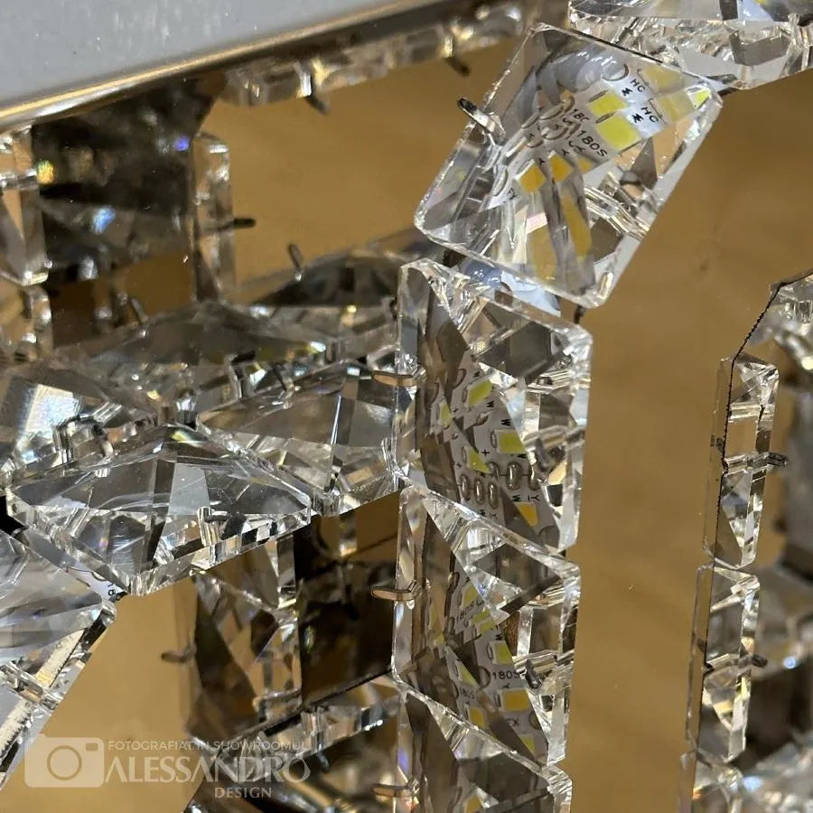 LED -csillár Jeremiás 34W Crystal, 2 négyzet, hideg/forró/semleges fény, kapzsi, fényes króm