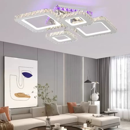 A Lust LED Nova Rhomba kristályokkal, 4 fényforrás, RGB, távirányító, 60W, fényes króm