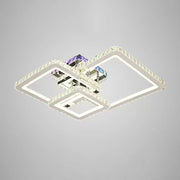 LED -csillár távirányítóval és kristály Justin RGB 106W, 3 négyzet, hideg/forró/semleges fény, százszorszép, fényes króm