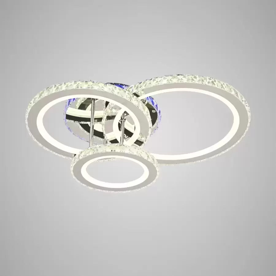 LED -csillár távirányítóval és Crystal Nova RGB 103W, 3 kör, hideg/forró/semleges fény, Daim, fényes króm