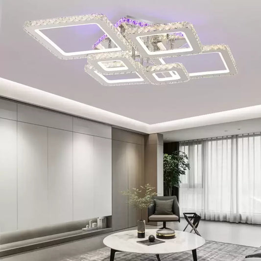 A Lust LED Nova Rhomba kristályokkal, 6 fényforrás, RGB, távirányító, 178W, fényes króm